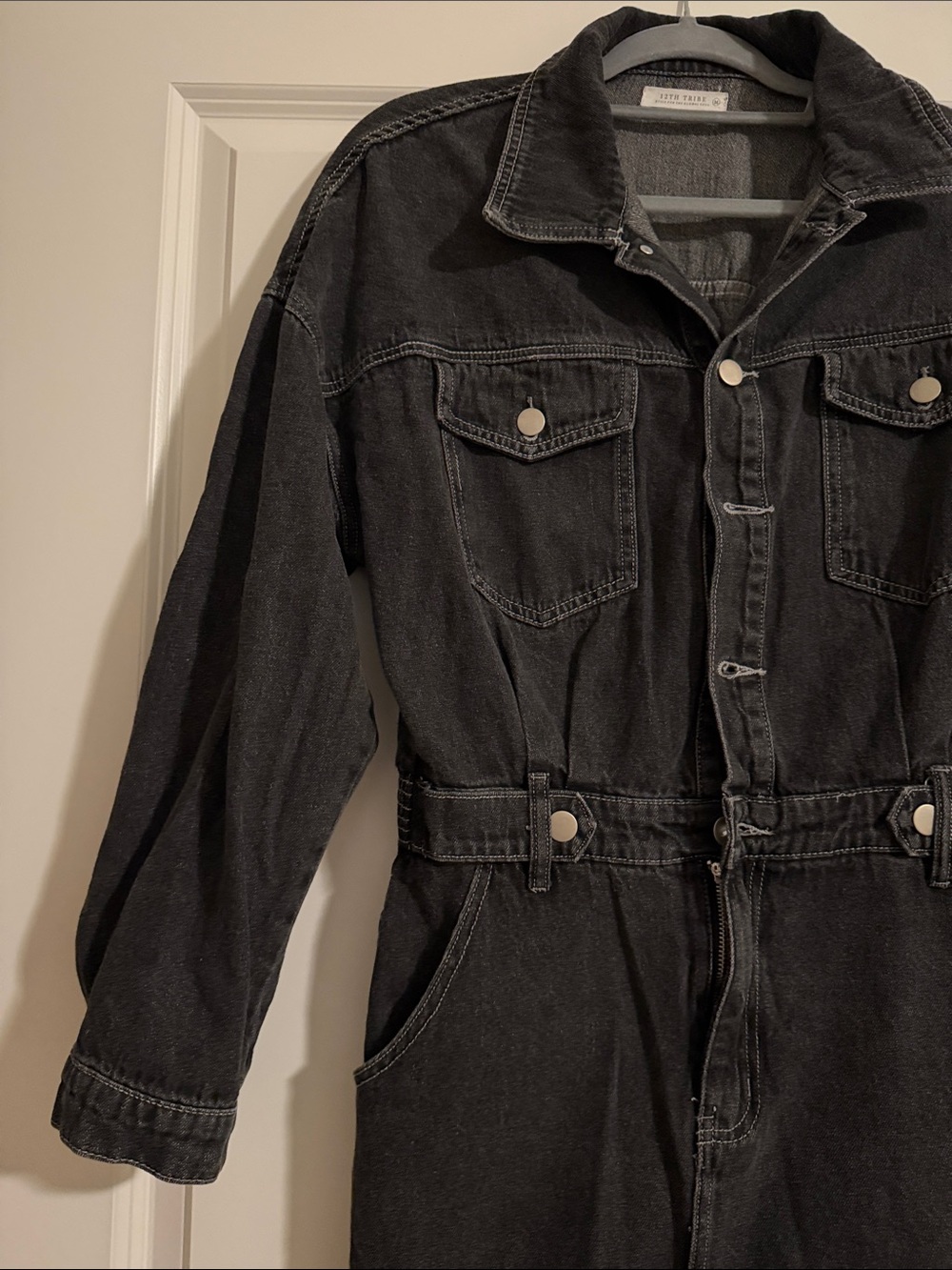 12th Tribe Washed Black Denim Dress - Picture 3 of 4